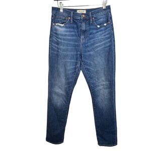 Madewell High-Rise Slim Boyjean G7199 Medium Wash Distressed Denim Jeans Size 26